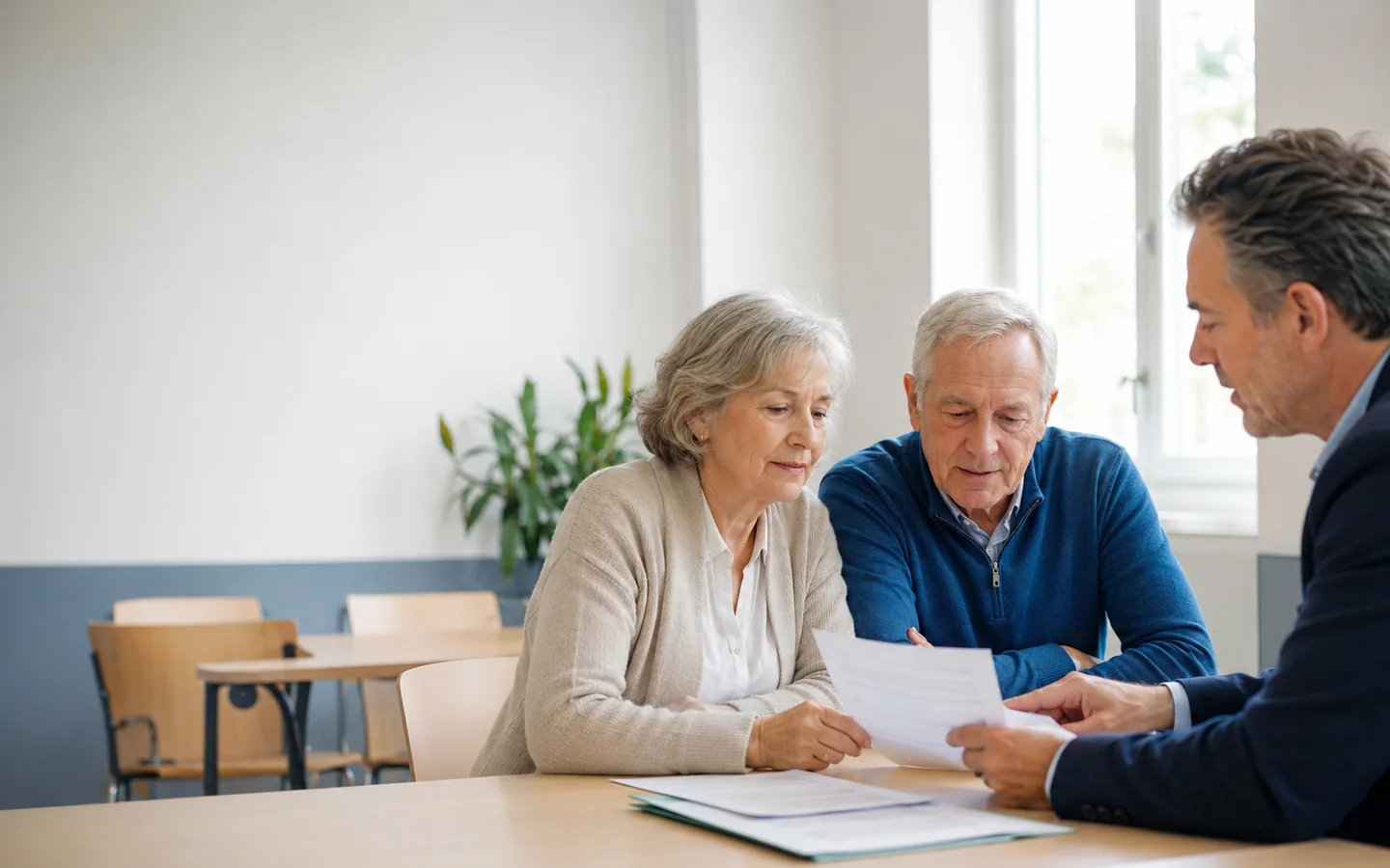 Des seniors consultent calmement des informations générales